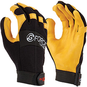 MAXISAFE MECHANICS GLOVES G-Force Mechanics Glove Leather, Medium
