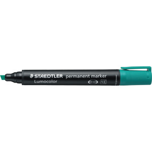 Staedtler 350 Lumocolor Permanent Marker 2.0 - 5.0mm Chisel Point - Green, Box of 10