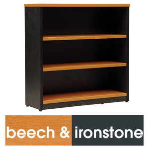 LOGAN BOOKCASE 900X900 2 Shelf Beech & Ironstone