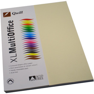 Quill Coloured Paper 80gsm A4 - Cream, Pack of 100 (90070)