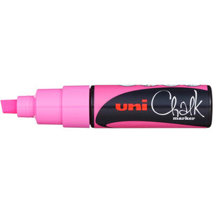 UNI CHALK MARKER 8mm Chisel Tip Fluoro Pink