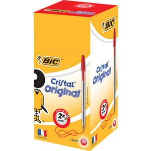 BIC CRISTAL BALLPOINT PEN Medium Red, Bulk Economical Bx50 8127971