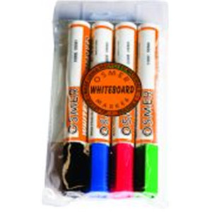 OSMER CHISEL TIP WHITEBOARD MARKERS - 4 COLOURS