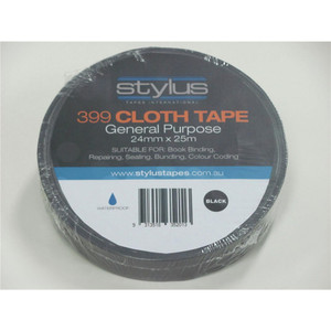 STYLUS 399 CLOTH TAPE Black 24mmx25m