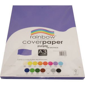 RAINBOW COVER PAPER 125GSM A3 PURPLE, Pk100