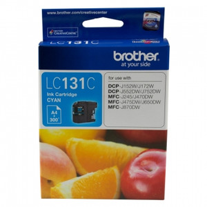 BROTHER LC-131 ORIGINAL CYAN INK CARTRIDGE 300PG Suits DCPJ152W / 172W / 552DW / 752DW MFCJ245 / J470DW / J475DW / J650DW / J870DW