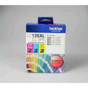 BROTHER LC-135XL ORIGINAL COLOUR 3 PACK C/M/Y Suits DCPJ4110DW / MFCJ4410DW / 4510 / 4713