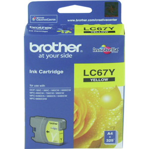 BROTHER LC-67 ORIGINAL YELLOW INK CARTRIDGE Suits DCP 185C / 385C / 395CN / 585CW / 6690CW / J715W / MFC 490CW / 790CW / 795CW / 990CW / 5490CW / 5890CN / 6490CW / 6890CDW / J615W