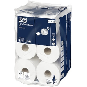 Tork T9 SmartOne Mini Toilet Roll 2 Ply Advanced  620 Sheets, Pack of 12 ( 193 )