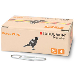 BIBBULMUN PAPER CLIPS 28mm Pack of 100