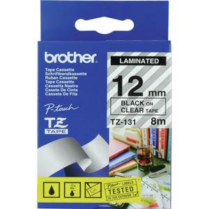 BROTHER TZE-131 PTOUCH TAPE 12mm x 8mtr Black on Clear