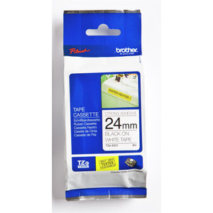 BROTHER TZE-S251 PTOUCH TAPE 24mm x 8mtr Black On White Strong Adhesive