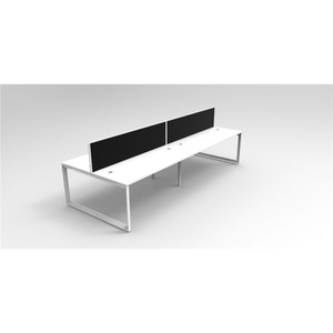 RAPID INFINITY LOOP END LEG Workstation White 1800x700mm 4 Person Doubleside W/Screen
