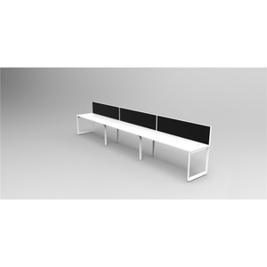 RAPID INFINITY LOOP END LEG Workstation White 1500x700mm 3 Person Singleside W/Screen