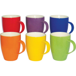 CONNOISSEUR COLOURED MUGS Assorted 300ml Polished Colors Set of 6