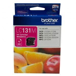 BROTHER LC-131 ORIGINAL MAGENTA INK CARTRIDGE 300PG Suits DCPJ152W / 172W / 552DW / 752DW MFCJ245 / J470DW / J475DW / J650DW / J870DW