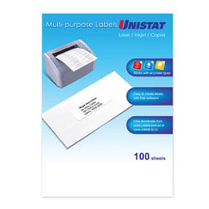 UNISTAT LASER/INKJET/COPIER LABELS 1 L/P/Sht 199.6x289.1mm, Bx100