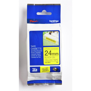 BROTHER TZE-S651 PTOUCH TAPE 24mm x 8mtr Black On Yellow Strong Adhesive
