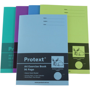 PROTEXT EXERCISE BOOK A4 8mm Ruled 96pgs - Rabbit