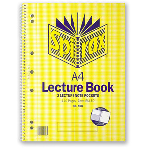 SPIRAX 598 SPIRAL LECTURE BOOK A4 70 Leaf Pocketed
