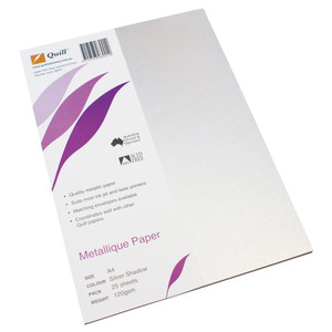 QUILL A4 METALLIQUE PAPER 120gsm Silver Shadow, Pk25