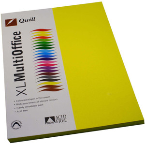 QUILL A4 XL MULTIOFFICE PAPER 80gsm Lemon (Pack of 100) 100850106