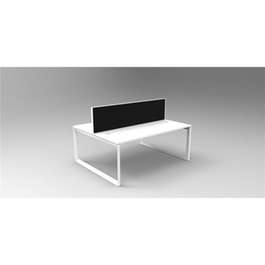 RAPID INFINITY LOOP END LEG Workstation White 1500x700mm 2 Person Doubleside W/Screen