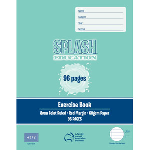 WRITER 225X175MM 96PG EXERCISE BOOK 8MM RULED + MARGIN