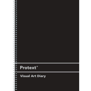 PROTEXT A4 60 SHEET 120PG VISUAL ART DIARY 110GSM ACID FREE CARTRIDGE PAPER - BLACK PP COVER, SILVER WIRE 297X210MM
