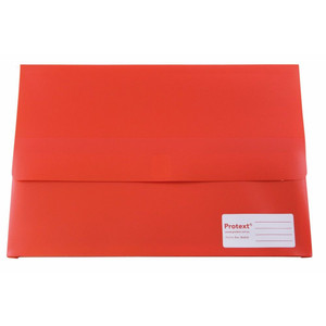 FOOLSCAP PP DOCUMENT WALLET WITH VELCRO CLOSURE - RED