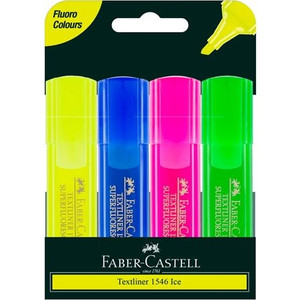 FABER-CASTELL TLI HIGHLIGHTER TEXTLINER ICE ASSORTED 4S 57-4802-04 VCOP COLOURS - Yellow, Pink, Green and Blue