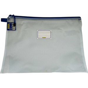 A3 CLEAR MESH PVC PENCIL CASE - 46.5CM X 35.5CM - BLUE ZIP