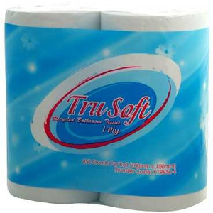 TRUSOFT TOILET PAPER ROLL RECYCLED 1 PLY 850 SHEET CARTON OF 48 ROLLS
