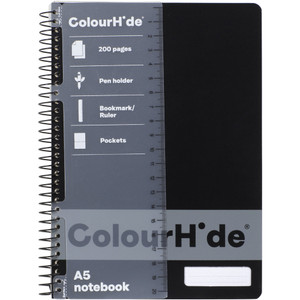 COLOURHIDE NOTEBOOK A5 200PG BLACK