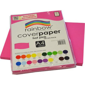 RAINBOW COVER PAPER 125GSM A4 HOT PINK (Pack of 100)
