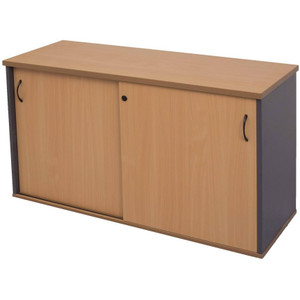 SLIDING DOOR CREDENZA LOCKABLE 1500(W) x 450(D) x 730(H)mm BEECH / IRONSTONE