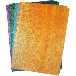 RAINBOW GLITTER PAPER	ASSORTED SINGLE SIDED PK50