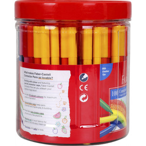 Faber-Castell Connector Pen Colour Markers, Class Pack of 100 (inc. 10 Colours)