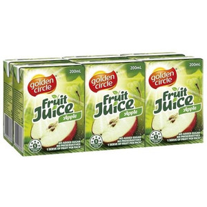 GOLDEN CIRCLE APPLE JUICE Pack of 6 x 200ml Juice Boxes