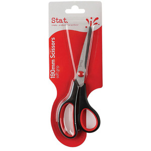 STAT SCISSORS SOFT GRIP BLACK /Red 190mm