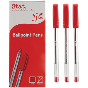 STAT BALLPOINT PEN STICK 1.0MM Red (Each)