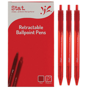 STAT BALLPOINT PEN RETRACTABLE 1.0mm Red (Each)