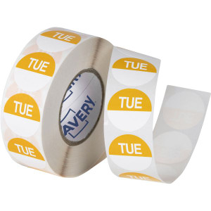 TUESDAY ROUND LABELS YELLOW 24MM 1000/ROLL