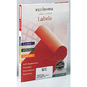 REDIFORM LA4/24L 24 UP FLURO RED LABELS ROUNDED EDGES 100 SHEETS A4 64 x 33.8mm (L7159)
