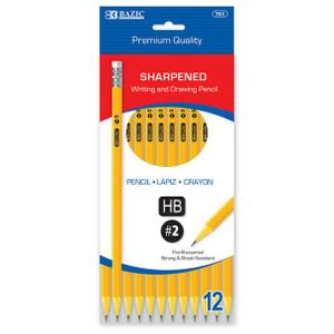 Bazic HB Writing And Drawing Pencil with Eraser Box of 12 ** While Stock Last **