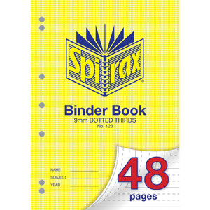 SPIRAX 123 BINDER BOOK A4 48PG 9MM DOTTED THIRDS 70gsm *** While Stocks Last ***