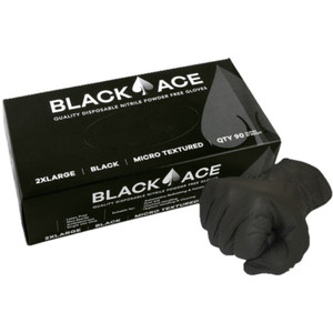 Black Ace Disposable Nitrile Gloves Unpowdered XL (Extra Large) Box of 100