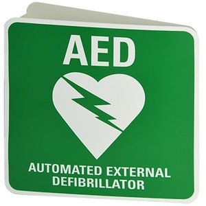 CARDIACT Poly AED Angle Bracket Sign 22.5 x 22.5cm (Poly)
