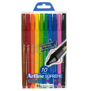 ARTLINE SUPREME FINELINER PEN 0.6MM LINE WIDTH ASSORTED (PK10)