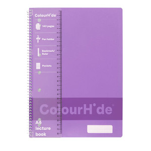 COLOURHIDE LECTURE BOOK A4 140PG PURPLE